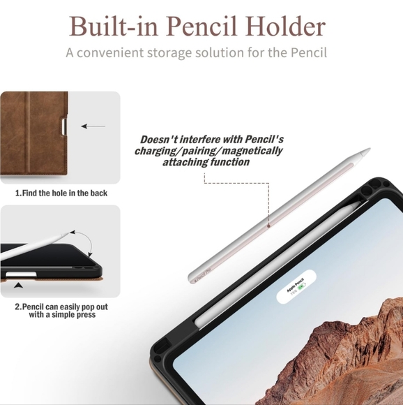 iPad Pro 11 Inch Case 2024 M4, Premium Vegan Leather - Picture 4 of 7